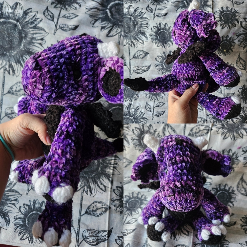 Crochet Velvet Purple Dragon Amigurumi Plushie